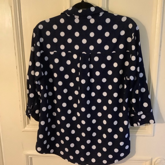 Navy/White Polka Dot PopOver Shirt M - Picture 6 of 8